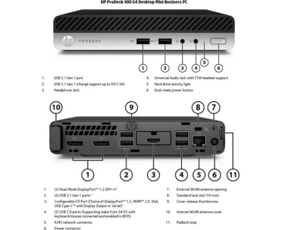 HP Renewed Grade A ProDesk 400 G4 Intel Core i3 i3-8100T 8 GB SSD 128 GB Intel UHD Graphics 630 Windows 11 Pro Kомпьютеры после ремонта