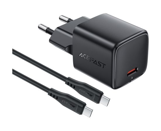 Сетевая зарядка Acefast A118 30W GaN USB-C + USB-C to USB-C cable 1.2m черная Зарядные устройства