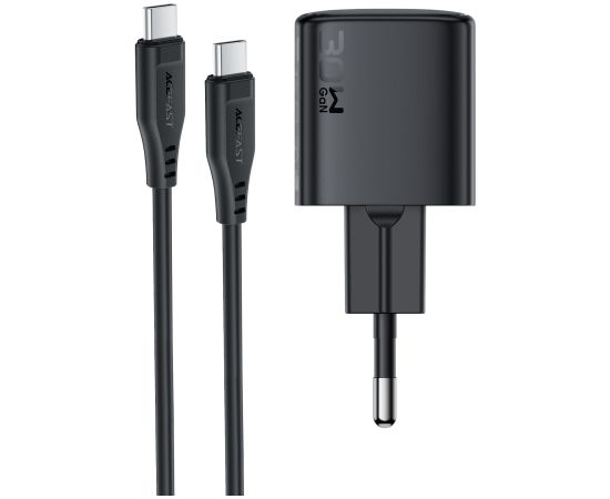 Сетевая зарядка Acefast A118 30W GaN USB-C + USB-C to USB-C cable 1.2m черная Зарядные устройства