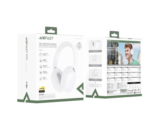 Wireless headphones Acefast H12 Hybrid ANC white Austiņas