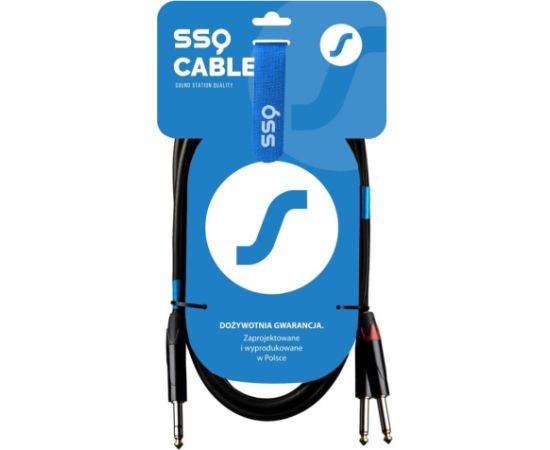 SSQ JSJM2 SS-1453 Cable Jack Stereo - 2x Jack Mono 2 m Black Проводa