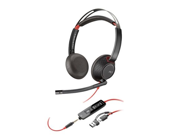 HP Poly Blackwire 5220 Stereo USB-C Headset +3.5mm Plug +USB-C/A Adapter Наушники