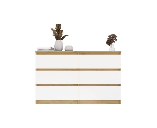 Top E Shop M6 MALWA CHEST OF DRAWERS 120 CM 6 DRAWERS OAK ARTISAN/WHITE Новинки Для дома и сада 