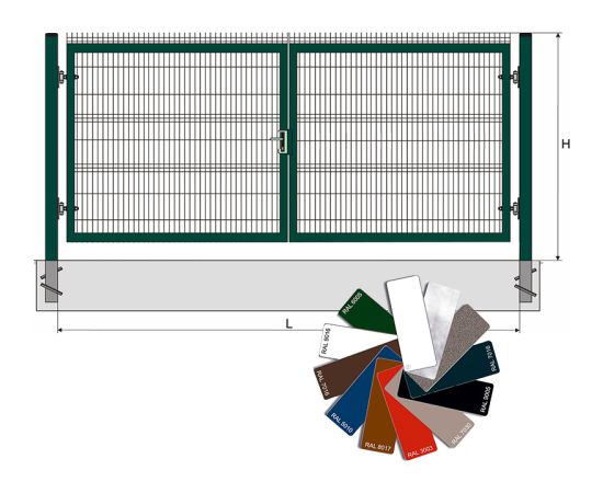 Vārti 3D H1,53*W4,0M 2-V RAL?. Заборы