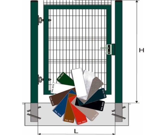 Vārti 3D H1,53*W1,2m 1-V RAL? Заборы