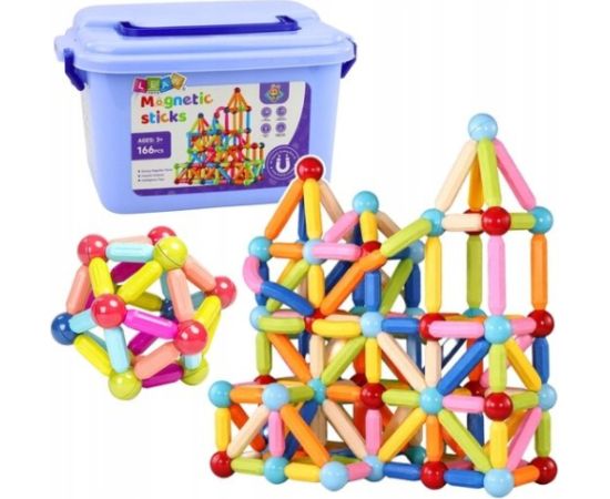 LeanToys Zestaw Klocki Magnetyczne Konstrukcyjne W Pudełku Patyczki 3D 166 el. Конструкторы