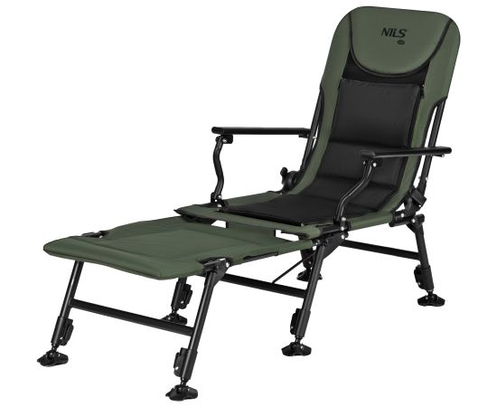 NC2703 ZAĻI-MELNS ZVEJAS KRĒSLS AR KĀJU STRĀDU NILS CAMP Кемпинг стулья