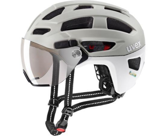 Kask rowerowy UVEX Finale visor 56-61cm, sand/white matt Велосипедные шлемы