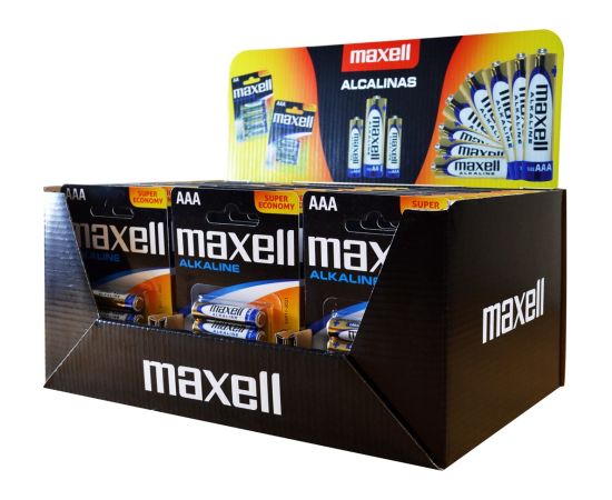 Maxell Alkaline LR03 AAA 4-pack Display (30 blister packs/120 batteries) Baterijas un akumulatori
