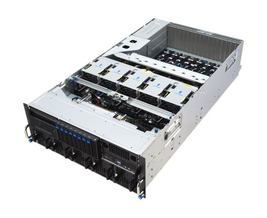 Platforma Asus Rack (4U) ESC8000A-E13X AMD EPYC 9005 (8xNVMe, 2xM.2, 2x10Gbe, 8xQSFP, IPMI, R3200W) Serveru komponentes