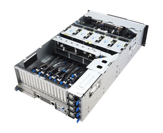 Platforma Asus Rack (4U) ESC8000A-E13X AMD EPYC 9005 (8xNVMe, 2xM.2, 2x10Gbe, 8xQSFP, IPMI, R3200W) Serveru komponentes