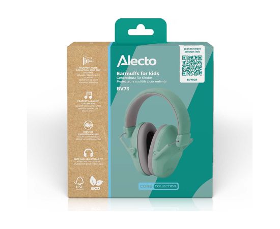 Alecto trokšņus slāpējošas austiņas bērniem (zaļas) - BV73GR Mazuļu drošībai 