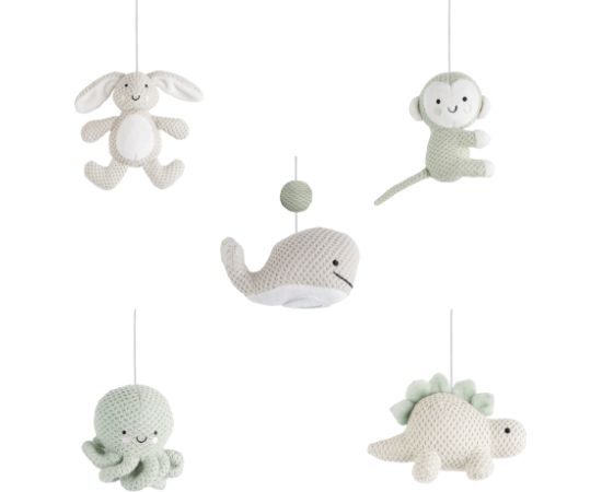 Baby's only muzikālais karuselis, dzīvnieki, 0+, Laurel green/ Warm linen - BO-815.023.062.50 Игрушки для малышей