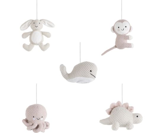 Baby's only muzikālais karuselis, dzīvnieki, 0+, Old pink/ Warm linen - BO-815.023.061.50 Игрушки для малышей