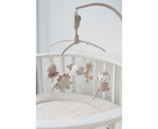 Baby's only muzikālais karuselis, dzīvnieki, 0+, Old pink/ Warm linen - BO-815.023.061.50 Игрушки для малышей