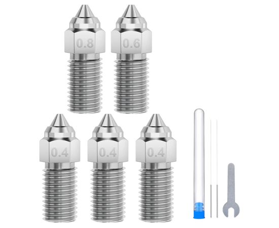 ELEGOO Neptune 4 / 4 Pro Hardened Steel Nozzle Set (0.4 mm x3, 0.6 mm x1, 0.8 mm x1) 3D Printeri un lāzergravētāji