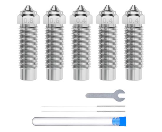 ELEGOO Neptune 4 Plus / 4 Max Hardened Steel Nozzle Set (0.4 mm x3, 0.6 mm x1, 0.8 mm x1) 3D Printeri un lāzergravētāji