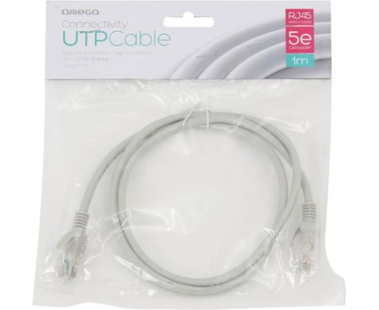Omega LAN Кабель / 5e cat / RJ45 / 1m / Серый Сетевые кабели
