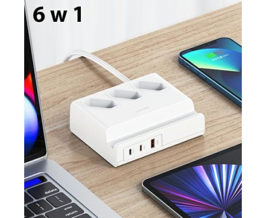 USAMS Listwa zasilająca 65W Super Si Fast Charging USB Extension Socket EU biały|white CC160TC01 (US-CC160) Jaunumi - Datori