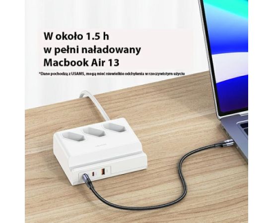 USAMS Listwa zasilająca 65W Super Si Fast Charging USB Extension Socket EU biały|white CC160TC01 (US-CC160) Jaunumi - Datori