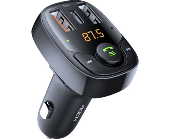 OEM Rock Transmiters FM B301 MP3, Bluetooth - 2xUSB | Type C | micro SD | 36W melns Auto FM Transmiteri un Carplay ierīces