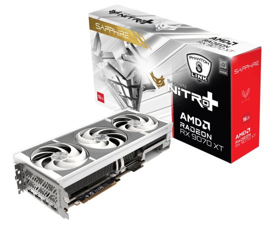 Sapphire Radeon RX 9070 XT Nitro+ Phantom Link Polar OC (white, RDNA4, GDDR6, 2x DisplayPort, 2x HDMI 2.1) Grafiskās video kartes