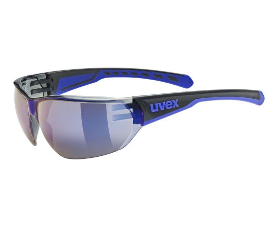 Okulary rowerowe UVEX Equate, black/blue matt/mirror blue Saules Brilles