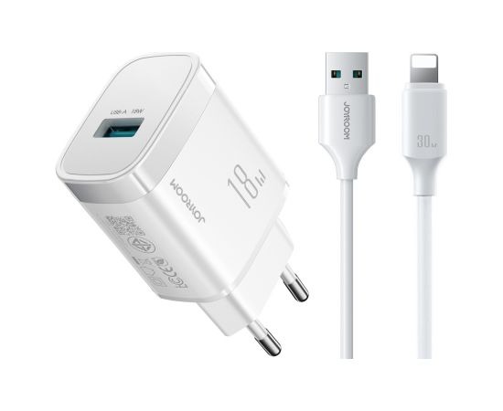Сетевая зарядка Joyroom JR-TF4 18W USB-A + USB-A to Lightning cable 1.0m белая Зарядные устройства