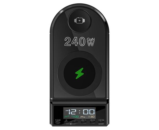 Blitzwolf BW-FW10 alarm clock with charger 2xUSB-A, 4xUSB-C, 240W Jaunumi - Datori