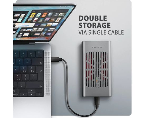 AXAGON USB-C 20Gbps Dual M.2 NVMe SSD CLONE MASTER Enclosure EEM2-20GD Ārējo HDD, SSD korpui