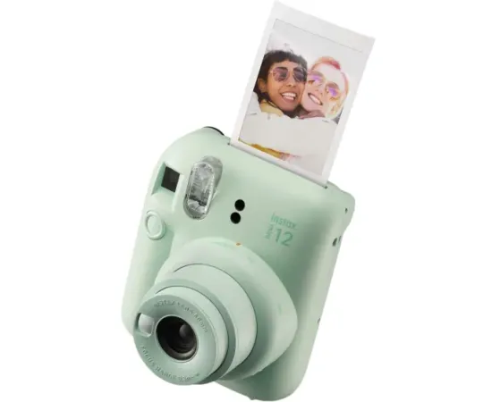 Fujifilm Instax Mini 12 Camera, Mint Green + instax mini glossy(10pl) Moment Foto Kameras