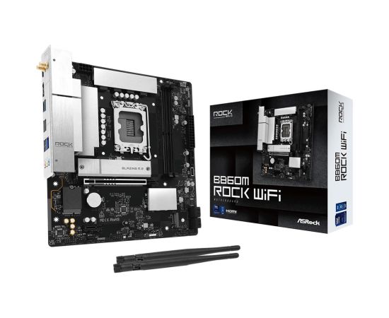 Mainboard ASROCK Intel B860 LGA 1851 (Socket V1) micro ATX RAM DDR5-SDRAM 2xSlots Wi-Fi Yes Bluetooth Yes 1xNumber of M.2 (M) slots B860MROCKWIFI Mātes plates