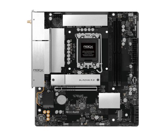 Mainboard ASROCK Intel B860 LGA 1851 (Socket V1) micro ATX RAM DDR5-SDRAM 2xSlots Wi-Fi Yes Bluetooth Yes 1xNumber of M.2 (M) slots B860MROCKWIFI Mātes plates
