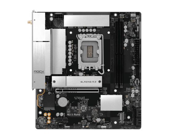 Mainboard ASROCK Intel B860 LGA 1851 (Socket V1) micro ATX RAM DDR5-SDRAM 2xSlots Wi-Fi Yes Bluetooth Yes 1xNumber of M.2 (M) slots B860MROCKWIFI Mātes plates