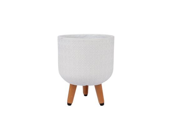 Plant holder SKY SELENA D24xH29.6cm, white, with wood legs Новости, мебель, дом