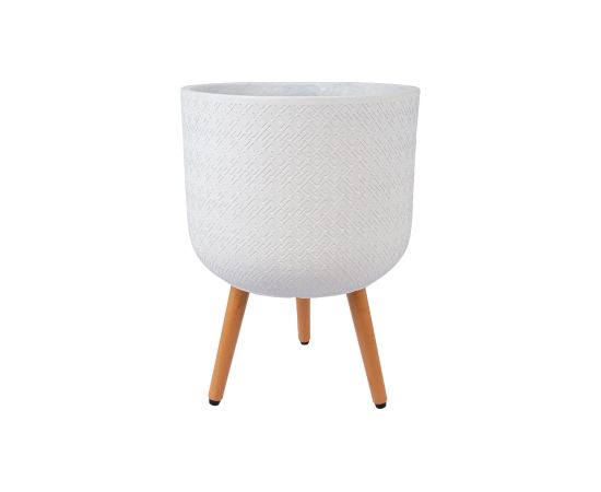 Plant holder SKY SELENA D37xH52.3cm, white, with wood legs Новости, мебель, дом