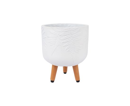 Plant holder SKY FERN D24xH29.6cm, white, with wood legs Новости, мебель, дом