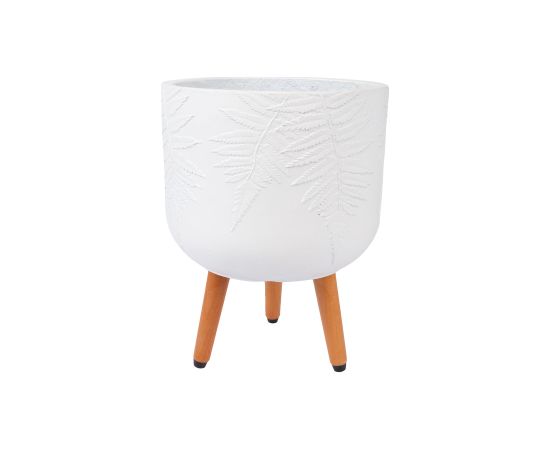 Plant holder SKY FERN D30xH39.5cm, white, with wood legs Новости, мебель, дом