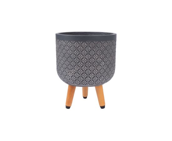 Plant holder SKY PAO D24xH29.6cm, dark grey, with wood legs Новости, мебель, дом