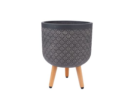 Plant holder SKY PAO D30xH39.5cm, dark grey, with wood legs Новости, мебель, дом
