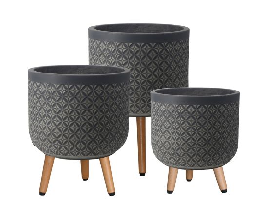 Puķu pods PAO D37xH52cm ar koka kājām, tumši pelēks Jaunumi, mēbeles, māja