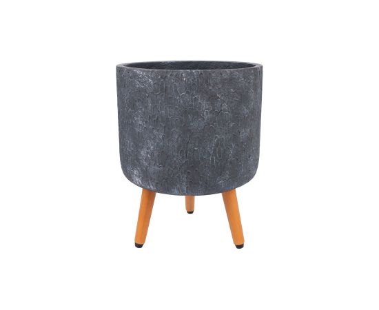 Plant holder SKY EDEN D32xH41.2cm, dark grey, with wood legs Новости, мебель, дом