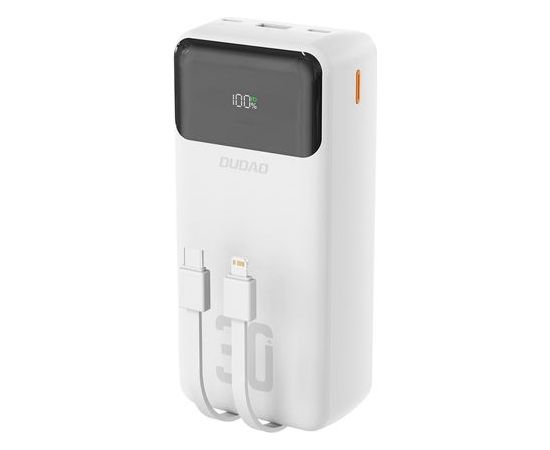 Dudao   K15Max 30000mAh PD 22.5W Powerbank with USB-C and Lightning Cables White Power Banks