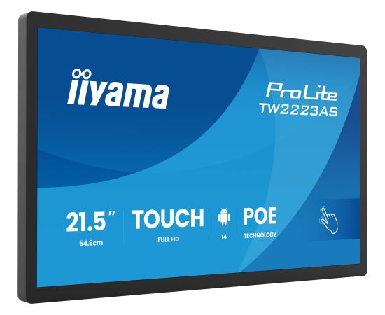 Iiyama ProLite TW2223AS-B3P, public display (black (matt), FullHD, IPS, touchscreen, POE, HDMI, USB) Jaunumi - Datori
