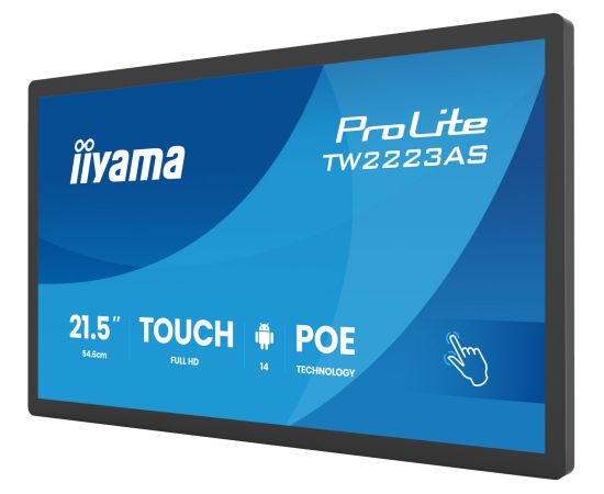 Iiyama ProLite TW2223AS-B3P, public display (black (matt), FullHD, IPS, touchscreen, POE, HDMI, USB) Jaunumi - Datori