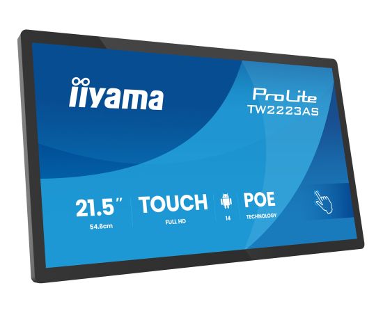 Iiyama ProLite TW2223AS-B3P, public display (black (matt), FullHD, IPS, touchscreen, POE, HDMI, USB) Jaunumi - Datori