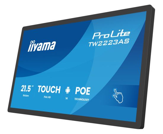Iiyama ProLite TW2223AS-B3P, public display (black (matt), FullHD, IPS, touchscreen, POE, HDMI, USB) Jaunumi - Datori