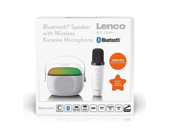 Lenco Bluetooth skaļrunis ar mikrofonu - BTC-020WH Jaunumi - Audio-Video