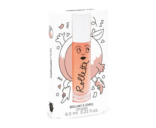Nailmatic Kids Dabīgs un mitrinošs bērnu lūpu spīdums ar vitamīniem un augļu garšu, Peach, 6,5 ml - ROLLPECHE Помады, блески, бальзамы