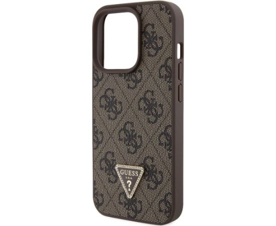 Guess PU Leather 4G Triangle Strass Case Aizsargapvalks Priekš iPhone 15 Pro Neoriģinālie Maciņi